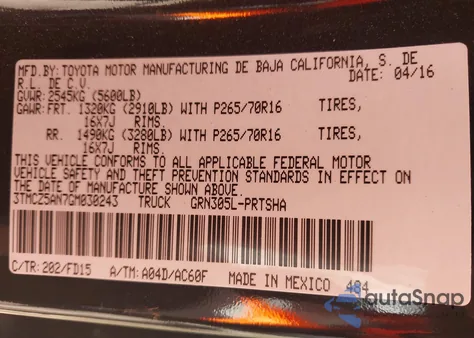 2016 Toyota Tacoma Trd Off Road/Trd Sport z USA, uszkodzony, nr VIN 3TMCZ5AN7GM030243